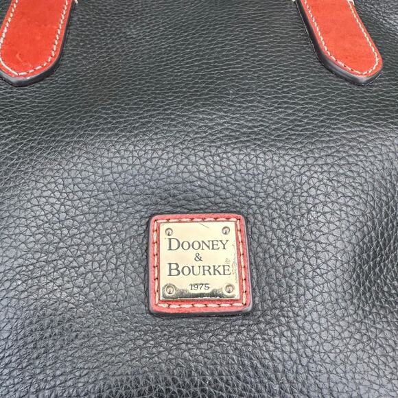 Vintage Dooney & Bourke Black Pebbled Leather Tote Bag with Red Trim - Picture 4 of 12
